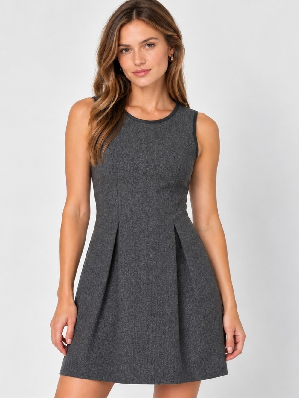JCrew | Sheath Sleeveless Pleated Dress charcoal size 4P